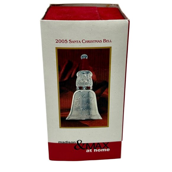 2005 Santa Christmas Bell Limited Edition Silver-Plated Ornament- Red Velvet Box - Picture 2 of 12